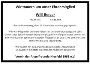 Read more about the article Trauer um Willi Berger