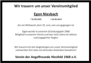 Read more about the article Trauer um Egon Niesbach
