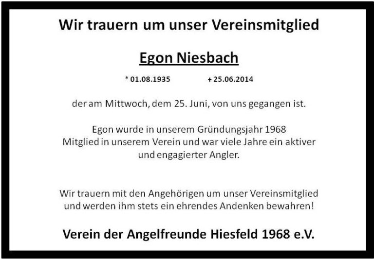 Read more about the article Trauer um Egon Niesbach