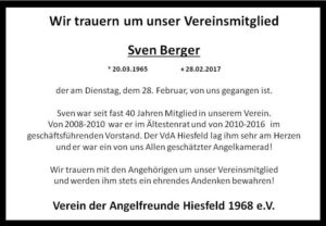Read more about the article Trauer um Sven Berger